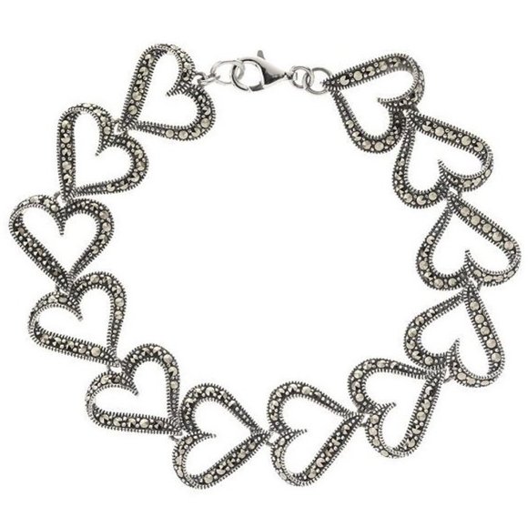 QVC Suspicion Sterling Marcasite Heart Bracelet - Picture 1 of 9